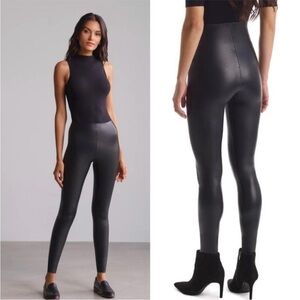 Commando Control  Faux Leather Black Leggings medium